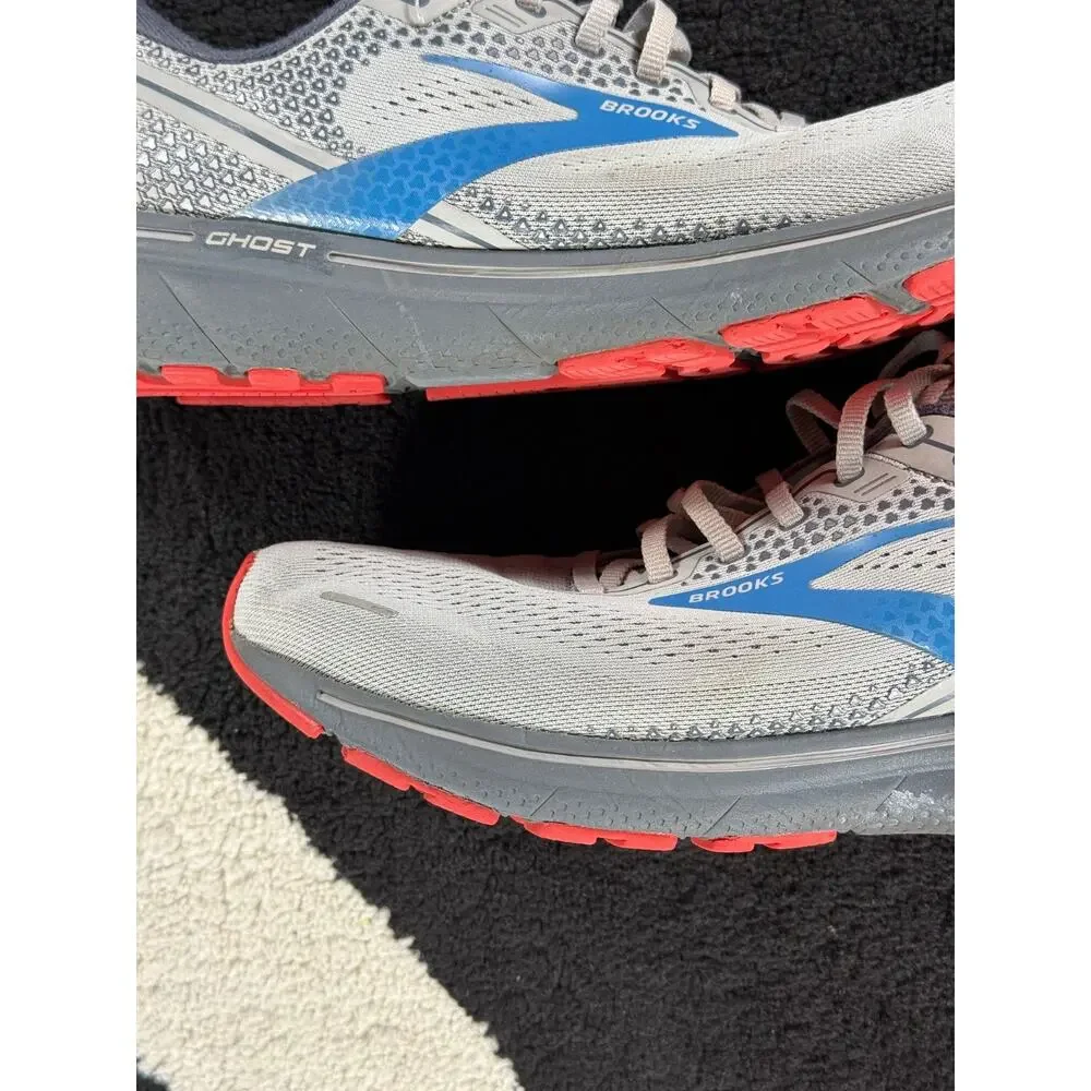 Brooks Shoes Mens Size 12 Gray Red Ghost 14 Athletic Running Sneakers